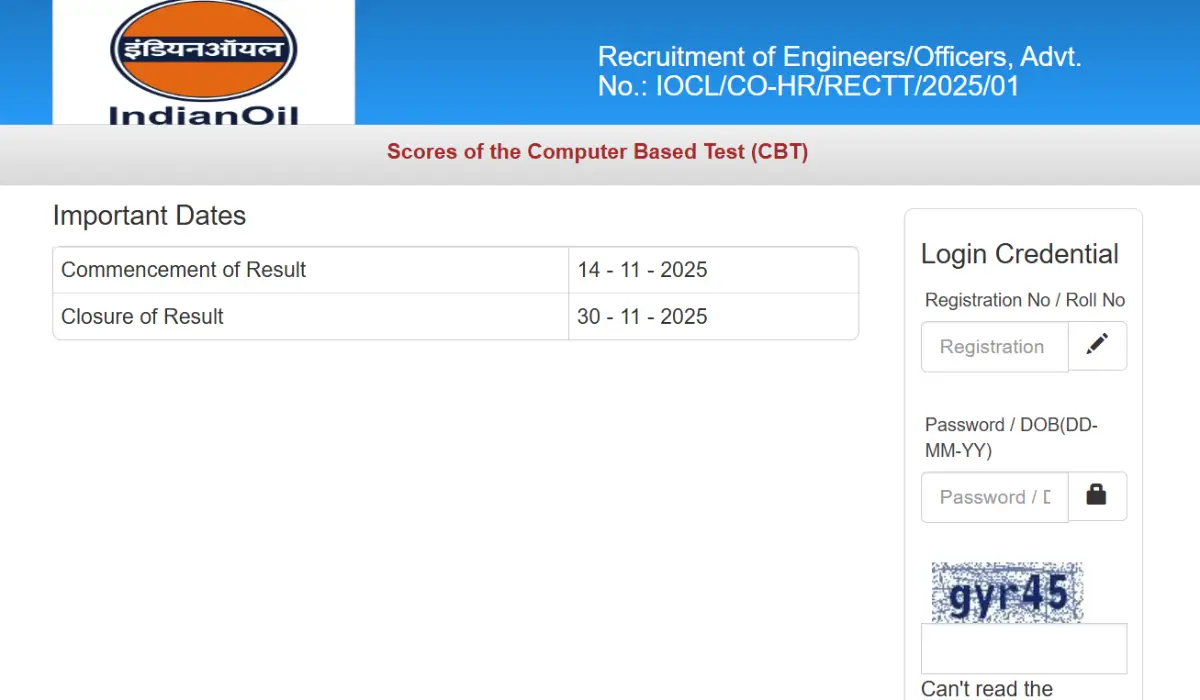 IOCL JE Result 2025 Out